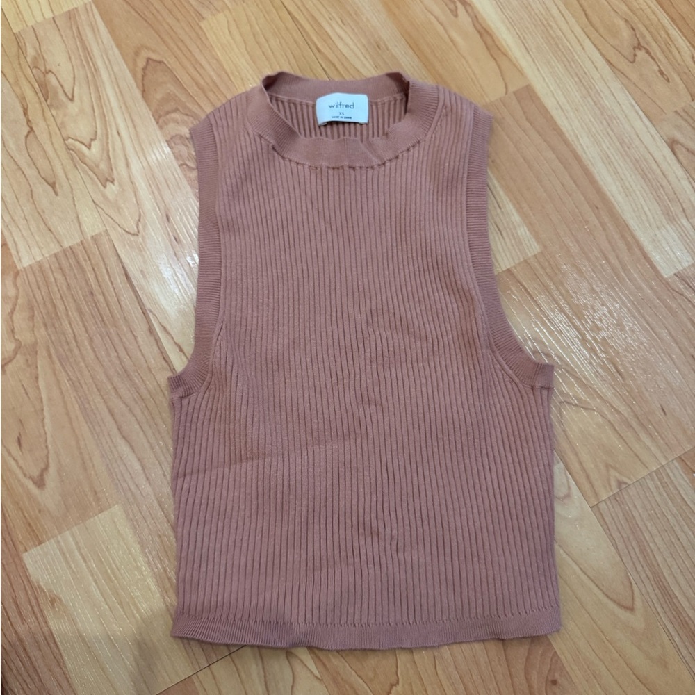 Wilfred Ribbed Sleeveless Top - Tan